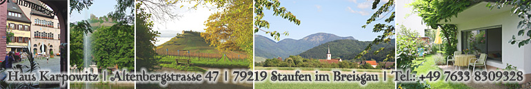 Ferienwohnungen im Haus Karpowitz Staufen im Breisgau Schwarzwald Ferienwohnungen Appartement Unterkunft bei Freiburg im Breisgau